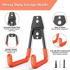 img 3 attached to JOVNO Garage Hooks, 16 Pack Heavy Duty Steel Tool Hangers for Garage Storage - Wall Mount Utility Hooks and Hangers for Ladder, Hoses, Bikes, Bulky Items - Garden Tool Organizer