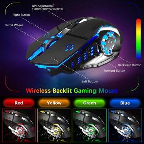 img 1 attached to 🎮 Ultimate Gaming Combo: Wireless Rainbow Backlit Keyboard and Mouse with Rechargeable Battery and Mechanical Feel - PC Gamers Edition