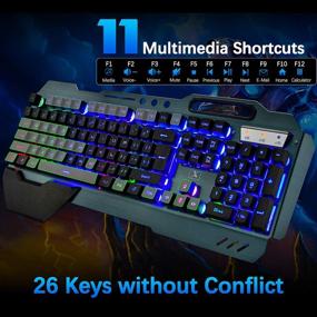 img 2 attached to 🎮 Ultimate Gaming Combo: Wireless Rainbow Backlit Keyboard and Mouse with Rechargeable Battery and Mechanical Feel - PC Gamers Edition
