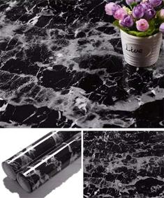 img 4 attached to 🔳 Yancorp Black Marble Paper Granite Wallpaper Self Adhesive Countertop Removable Film Vinyl Peel and Stick Backsplash Shelf Liner (11.8" x 78.7")