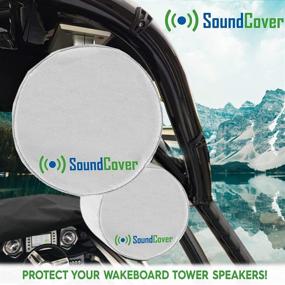 img 1 attached to 🔊 Premium White Heavy Duty Marine Speaker Covers - Perfect Fit for Round 6.5" & Oval 6x9 Boat ATV Wakeboard Tower Pod Speakers from Top Brands - Boss Audio, MCM Custom Audio, Rockville (Size H 9.8" x W 9.8" x D 12")