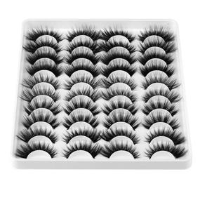 img 2 attached to 👁️ ZENOTTI 20 Pairs 3D Fluffy Strip False Eyelashes: Natural Look & Thick Volume Faux Mink Lashes - 5 Styles Multipack with Cat Eye & Round Shape