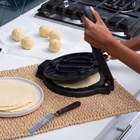 img 3 attached to 🌽 Bellemain 8-Inch Pre-Seasoned Cast Iron Corn Tortilla Press - Flour Tortillas, Quesadilla, Roti, Samosa, Saj Bread, Chapati, Naan, Poori, Lahmacun Maker - Pataconera Tortilla Press Machine