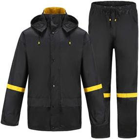 img 4 attached to Classic Waterproof Rain Coats Hooded Rainwear Set for Men - Ideal Fishing Rain Jacket and Pants by Ourcan