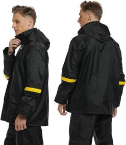 img 3 attached to Classic Waterproof Rain Coats Hooded Rainwear Set for Men - Ideal Fishing Rain Jacket and Pants by Ourcan