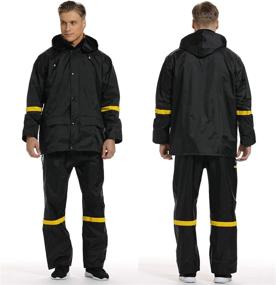 img 2 attached to Classic Waterproof Rain Coats Hooded Rainwear Set for Men - Ideal Fishing Rain Jacket and Pants by Ourcan