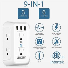 img 3 attached to 💪 Мощный стенной USB-зарядное устройство с защитой от скачков напряжения: расширитель с 6 розетками, 3 USB-портами, возможностью крепления для использования дома, в путешествиях и в офисе - сертификация ETL