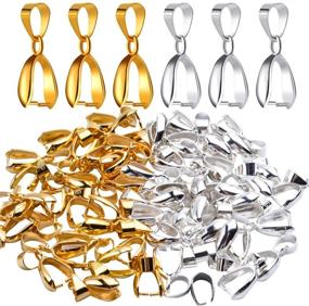 img 4 attached to 💍 High-Quality Gold and Silver Metal Jewelry Findings: 60pcs Pinch Clasp Bail Bead Pendant Connector (8-19mm)