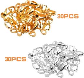 img 2 attached to 💍 High-Quality Gold and Silver Metal Jewelry Findings: 60pcs Pinch Clasp Bail Bead Pendant Connector (8-19mm)