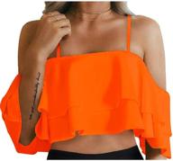 womens flounce swimsuit with off shoulder ruffled chic bikini tops - tempt me logo