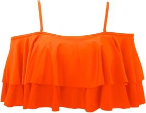 img 3 attached to Womens Flounce Swimsuit with Off Shoulder Ruffled Chic Bikini Tops - Tempt Me