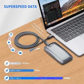 img 1 attached to ⚡ 100 Вт PD быстрая зарядка USB C на USB C кабель, передача данных 10 Гбит/с и вывод видео 4K с E-Marker - совместим с Thunderbolt 3 для MacBook Pro, iPad Pro, Galaxy S20, Pixel, Switch.
