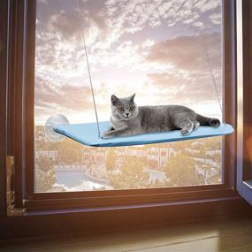 img 2 attached to Haze Blue TINGHUI Cat Hammock: Stylish and Sturdy Window Pet Rest Seat, Holds up to 38lb