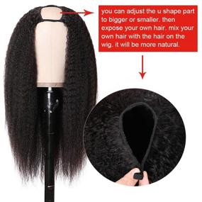 img 2 attached to 🔥 Станьте великолепной с помощью парики UNice Hair 10A Kinky Straight типа U: Премиальные волосы из бразильского реми, без клея и с естественным видом, идеально подходит для черных женщин - 14 дюймов, плотность 150%.