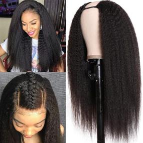 img 4 attached to 🔥 Станьте великолепной с помощью парики UNice Hair 10A Kinky Straight типа U: Премиальные волосы из бразильского реми, без клея и с естественным видом, идеально подходит для черных женщин - 14 дюймов, плотность 150%.