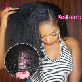 img 3 attached to 🔥 Станьте великолепной с помощью парики UNice Hair 10A Kinky Straight типа U: Премиальные волосы из бразильского реми, без клея и с естественным видом, идеально подходит для черных женщин - 14 дюймов, плотность 150%.