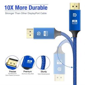 img 2 attached to 🔷 Capshi 4K DisplayPort Cable 6.6ft - High Speed DisplayPort to DisplayPort Cable for 4K@60Hz, 2K@144Hz Gaming Monitor - Nylon Braided, Laptop PC TV Compatible (Blue)