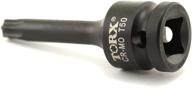 temo t50 3-inch long torx star 6 point black impact bit socket auto repair tool: quality 1/2 inch square drive logo