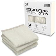 🧼 s&t inc. dual sided exfoliating wash cloths, 9.9" x 9.9", cream, pack of 3 logo