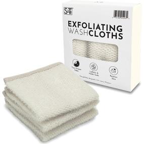 img 4 attached to 🧼 S&T INC. Dual Sided Exfoliating Wash Cloths, 9.9" x 9.9", Cream, Pack of 3