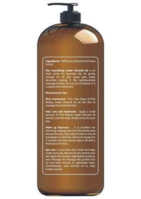 img 3 attached to 🌿 Premium Cold Pressed Sweet Almond Oil - AAA+ Grade Quality | Hair, Skin, & Face Care | 100% Pure & Natural | Pump Dispenser Included | 16 fl oz