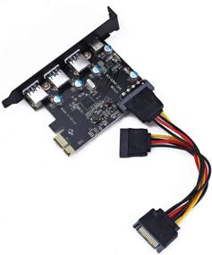 img 3 attached to 🔌 PCI Express(PCIe) в USB 3.0 Type C + Type A Расширительная карта с 4 портами, PCI-E в USB Дополнительная карта с разъёмом 15-пинового питания SATA для настольного ПК