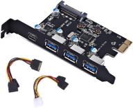 🔌 pci express(pcie) в usb 3.0 type c + type a расширительная карта с 4 портами, pci-e в usb дополнительная карта с разъёмом 15-пинового питания sata для настольного пк логотип