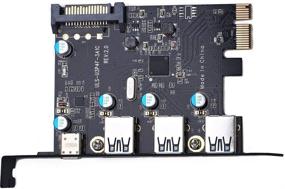 img 1 attached to 🔌 PCI Express(PCIe) в USB 3.0 Type C + Type A Расширительная карта с 4 портами, PCI-E в USB Дополнительная карта с разъёмом 15-пинового питания SATA для настольного ПК