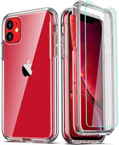 img 4 attached to 📱 COOLQO iPhone 11 Case with 2 Tempered Glass Screen Protectors – Clear 360 Full Body Coverage, Hard PC+Soft Silicone TPU, 3in1 Shockproof Protective Phone Cover