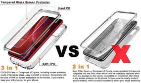 img 3 attached to 📱 COOLQO iPhone 11 Case with 2 Tempered Glass Screen Protectors – Clear 360 Full Body Coverage, Hard PC+Soft Silicone TPU, 3in1 Shockproof Protective Phone Cover