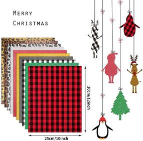 img 3 attached to 🎄 10 Sheets Christmas Buffalo Plaid Heat Transfer Vinyl with Leopard Print HTV Vinyl, PU Glitter HTV Vinyl Adhesive Iron-on Sheets for T-Shirt Hat Bag Pillow, 12 x 10 Inch