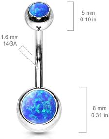 img 2 attached to 💎 Stunning Synthetic Opal Set Double Jeweled 316L Surgical Steel Navel Belly Button Ring: Add Sparkle and Elegance to Your Style!