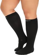 🧦 vomfit extra large wide calf plus size compression socks women men, comfortable soothing support, improved circulation, relieve leg pains, reduce edema, prevent dvt, alleviate varicose veins, ideal for flights - 20-30mmhg, classy black, 3xl логотип