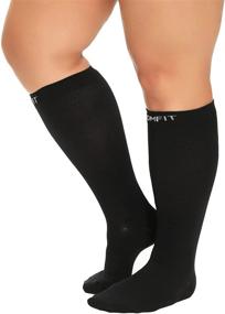 img 4 attached to 🧦 VOMFIT Extra Large Wide Calf Plus Size Compression Socks Women Men, Comfortable Soothing Support, Improved Circulation, Relieve Leg Pains, Reduce Edema, Prevent DVT, Alleviate Varicose Veins, Ideal for Flights - 20-30mmHg, Classy Black, 3XL