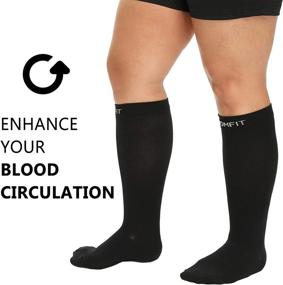 img 2 attached to 🧦 VOMFIT Extra Large Wide Calf Plus Size Compression Socks Women Men, Comfortable Soothing Support, Improved Circulation, Relieve Leg Pains, Reduce Edema, Prevent DVT, Alleviate Varicose Veins, Ideal for Flights - 20-30mmHg, Classy Black, 3XL