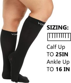 img 3 attached to 🧦 VOMFIT Extra Large Wide Calf Plus Size Compression Socks Women Men, Comfortable Soothing Support, Improved Circulation, Relieve Leg Pains, Reduce Edema, Prevent DVT, Alleviate Varicose Veins, Ideal for Flights - 20-30mmHg, Classy Black, 3XL