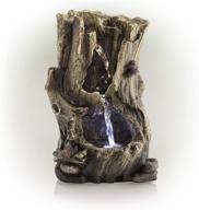 alpine corporation 11-inch tall beige rainforest tabletop fountain with led lights for indoor use logo