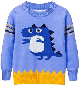 img 1 attached to Adorable Toddler Christmas Sweater: Knit Pullover with Reindeer, Elk & Snowman Cartoon - Perfect Xmas Sweatshirts for Boys and Girls