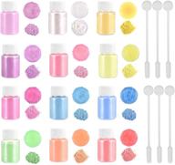 🎨 drole 12-color epoxy resin pigment pearl powder + 30pcs mixing stir sticks dye set for resin, slime, soap, nail, candle, art paint, diy crafts (total 42pcs) logo