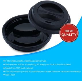 img 1 attached to ☕ Coffee Mug Lid Set, KSENDALO Thicker Eco Reusable Silicone Travel Mug Lids, Silicone Cup Cover, Black (5pcs), Inner Diameter 3.15", Outer Diameter 3.43