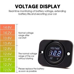 img 2 attached to ⚡ DC 12V LED Digital Display Voltmeter Car Voltage Gauge: Waterproof Tester for Marine Boat, ATV, Motorcycle, Truck with Round Panel