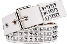 img 4 attached to Three Leather Studded Square Pyramid Men's Accessories