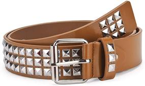 img 2 attached to Three Leather Studded Square Pyramid Men's Accessories