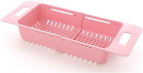 img 4 attached to 🍓 Pink Jkhome Collapsible Over the Sink Colander: Efficient Dish, Fruit, and Vegetable Strainer Basket for Kitchen Set of 1