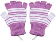 🧤 kbinter usb 2.0 powered stripes heating pattern fingerless gloves for laptop - purple logo