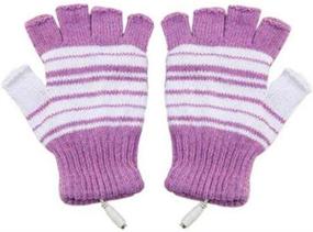 img 4 attached to 🧤 Kbinter USB 2.0 Powered Stripes Heating Pattern Fingerless Gloves for Laptop - Purple
