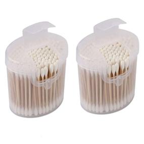 img 4 attached to XMHF 2-Pack Organic Cotton Swabs | Double-Tipped Cotton Buds with Extra Durable Wooden Sticks | Cruelty-Free Ear Cleaning Swabs