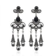 💃 ltlqyj boho vintage antique ethnic gypsy tribal indian oxidized silver chandelier tassel dangle earrings: a traditional big jewelry statement for women and girls logo