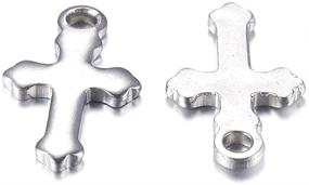 img 3 attached to 🔱 Kissitty 100pcs Stainless Steel Religious Cross Charms - Perfect for Jewelry Making and Haircraft DIYs