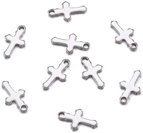 img 4 attached to 🔱 Kissitty 100pcs Stainless Steel Religious Cross Charms - Perfect for Jewelry Making and Haircraft DIYs